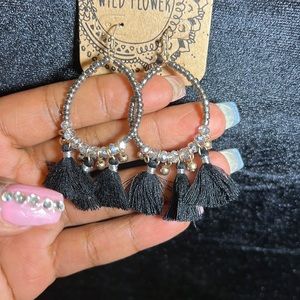 BLACK Wildflower dainty earrings